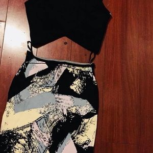 2 piece outfit pencil skirt and crop top bundle